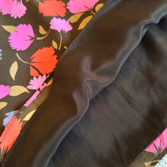 J. CREW 100% Silk Floral Midi Dress w Ruffle Sleeves - Red, Purple, Black - Picture 9 of 13